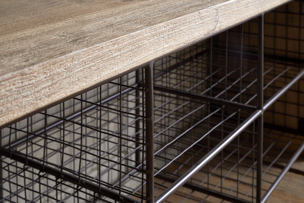Abha Reclaimed Wood & Iron Storage Bench - Natural