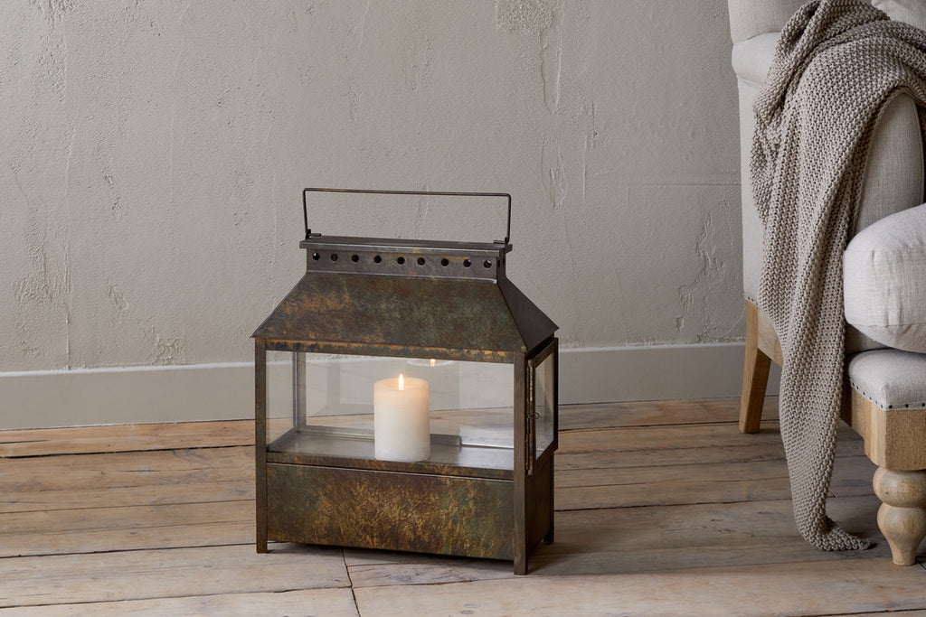 Akoko Wide Lantern - Brown Patina