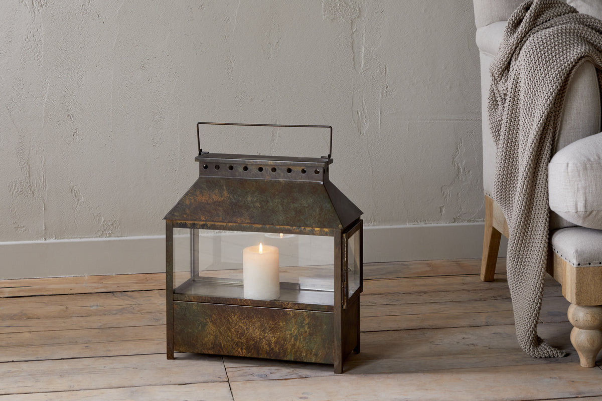 Akoko Wide Lantern - Brown Patina