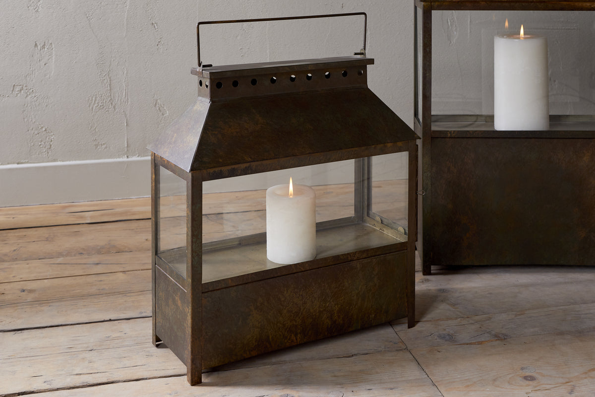 Akoko Wide Lantern - Brown Patina