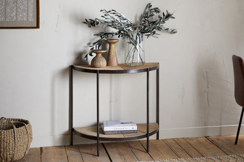Aasha Mango Wood Half Moon Console Table - Natural