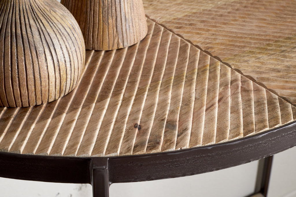Aasha Mango Wood Half Moon Console Table - Natural