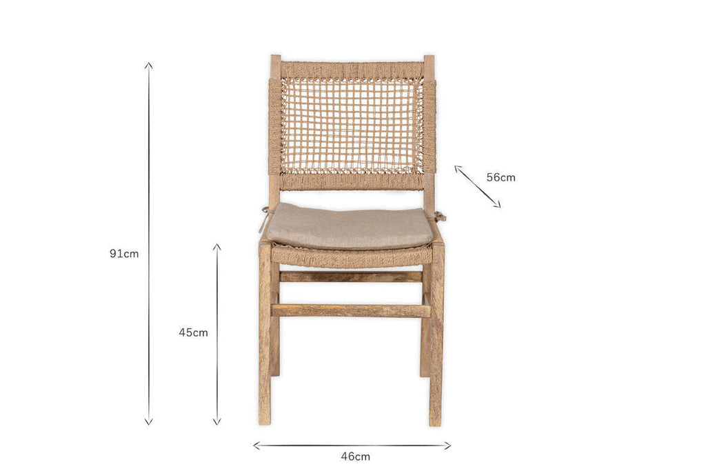 Aamani Mango Wood & Cord Dining Chair - Natural