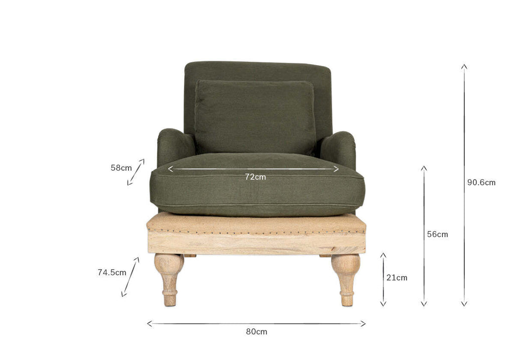 Abe Deconstructed Linen Armchair - Olive
