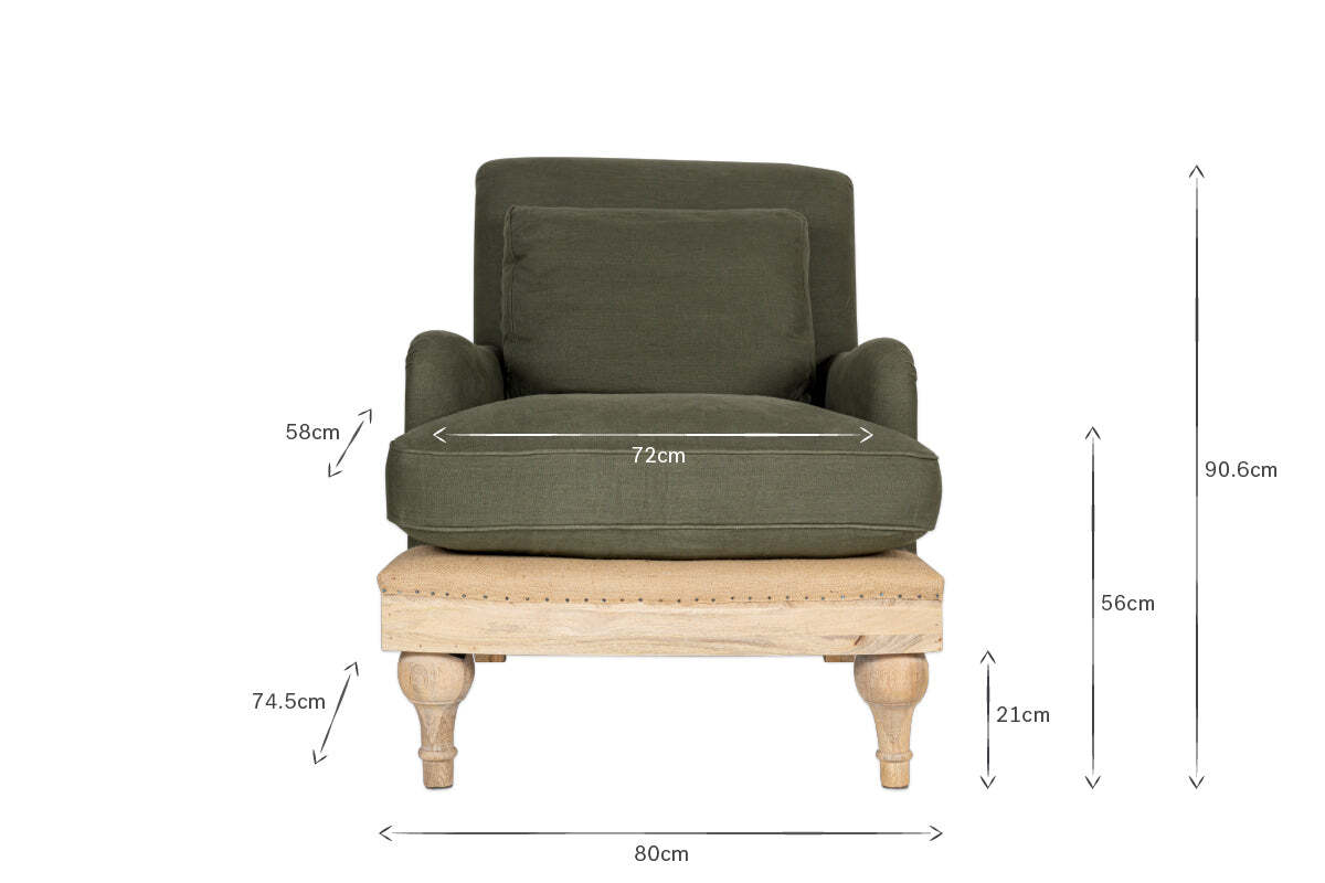 Abe Deconstructed Linen Armchair - Olive