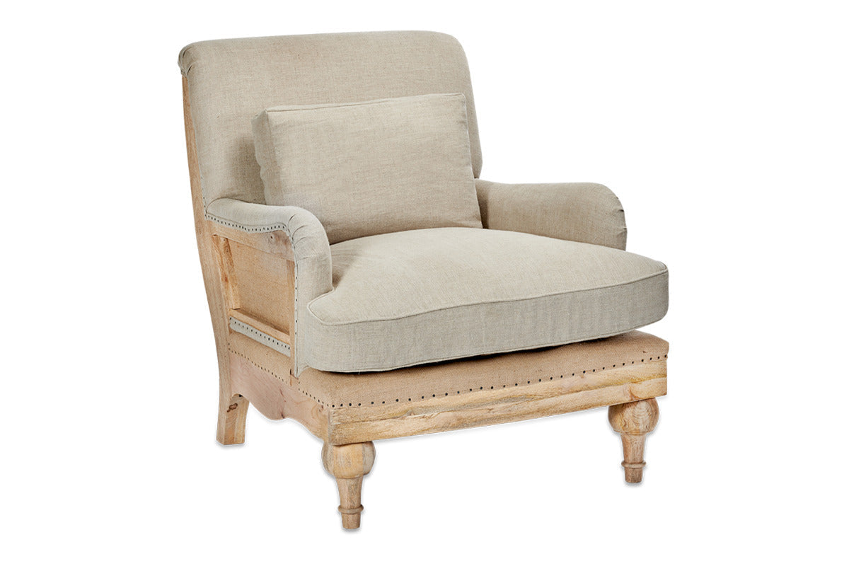 Abe Deconstructed Linen Armchair - Stone