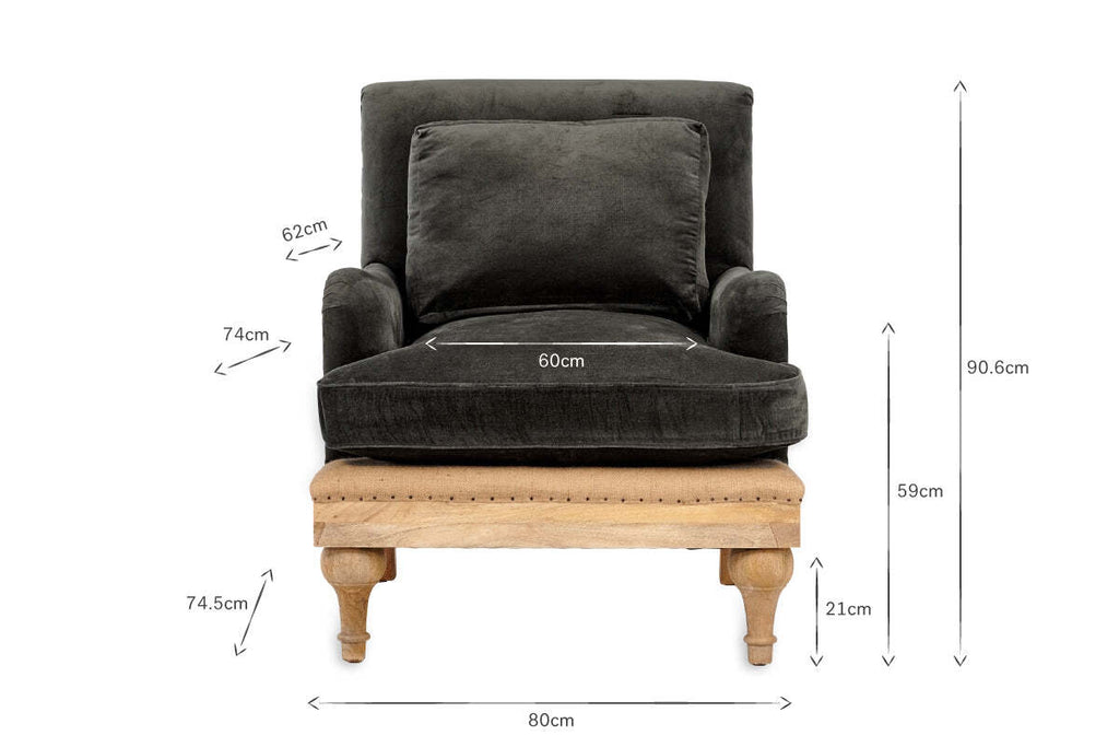 Abe Deconstructed Velvet Armchair - Moss