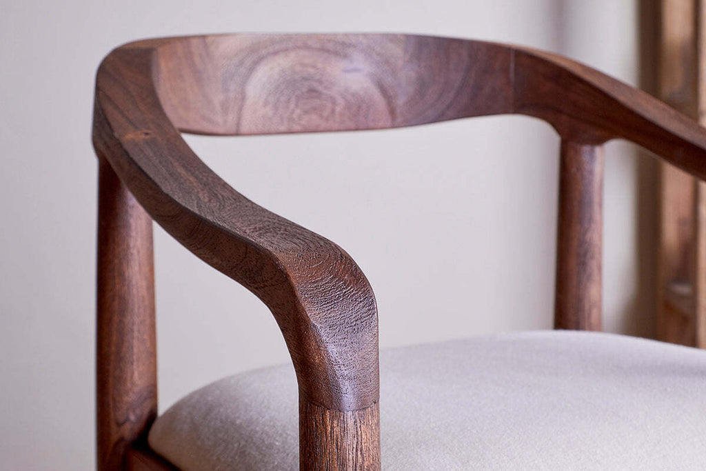 Anbu Acacia Upholstered Counter Chair - Washed Walnut