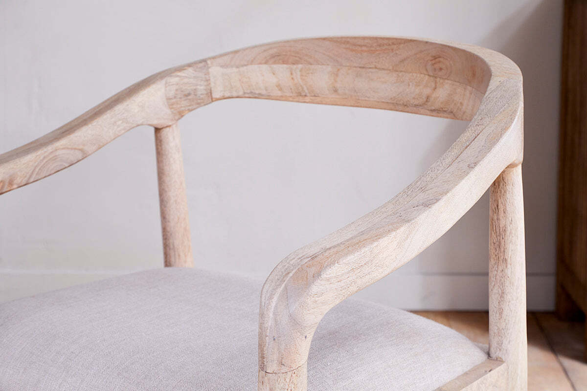 Anbu Mango Wood Upholstered Dining Chair - Natural
