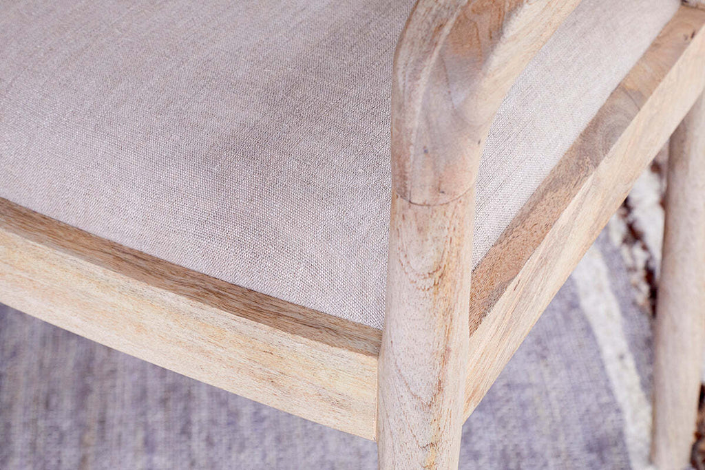 Anbu Mango Wood Upholstered Dining Chair - Natural