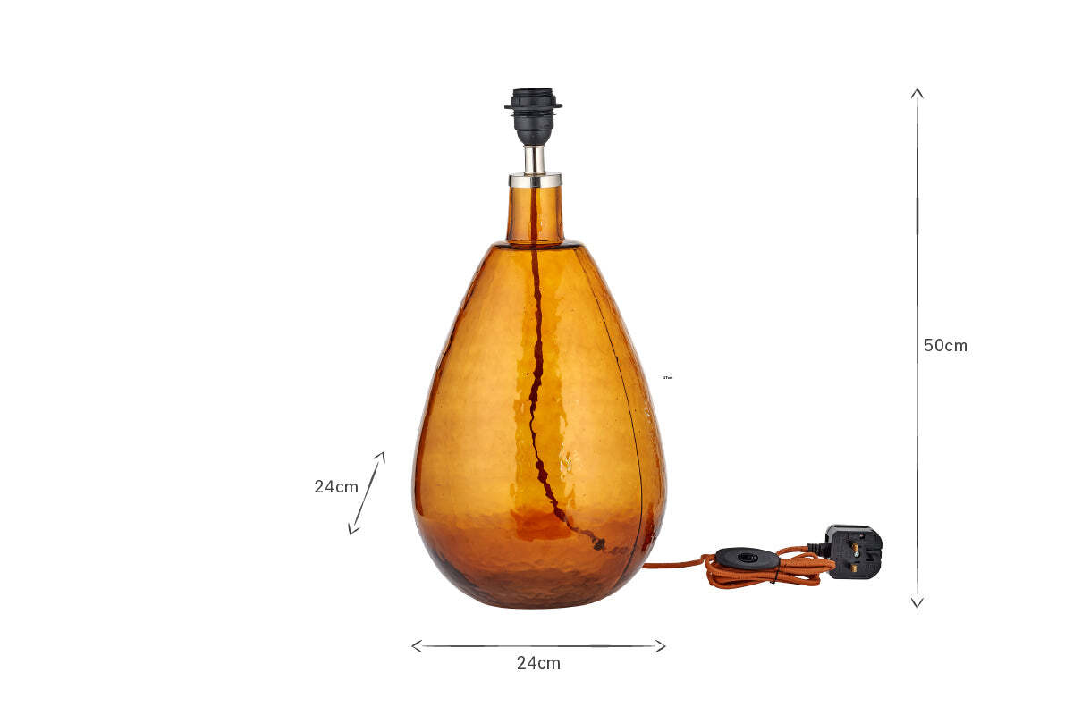 Baba Recycled Glass Lamp Base - Burnt Amber - Large Tall