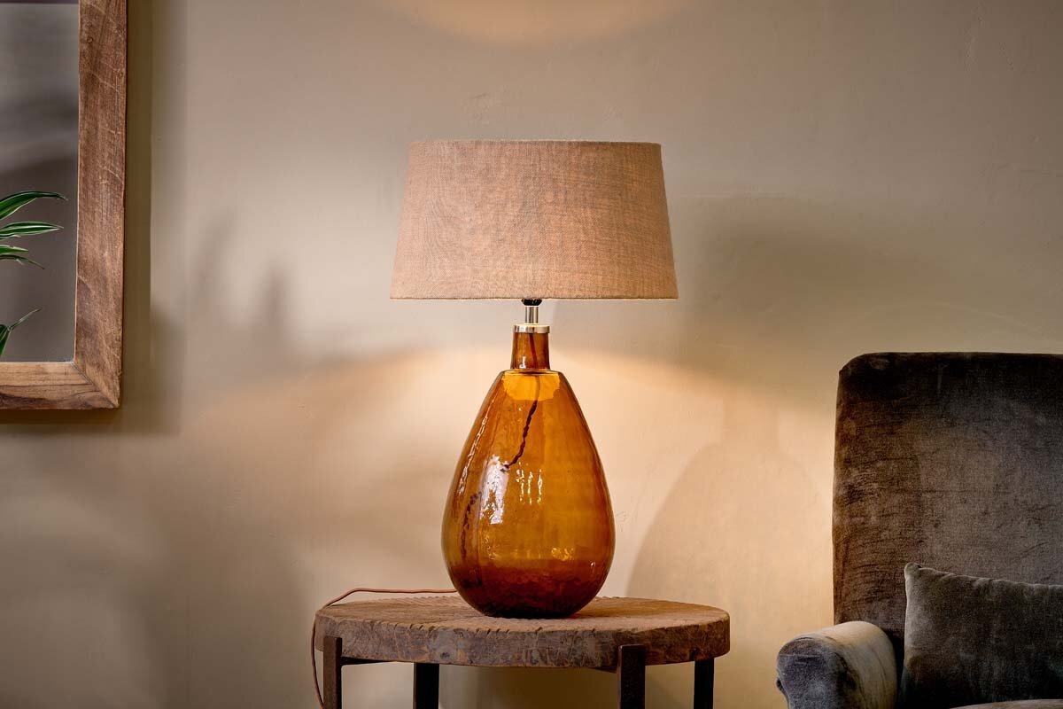 Baba Recycled Glass Lamp Base - Burnt Amber - Large Tall