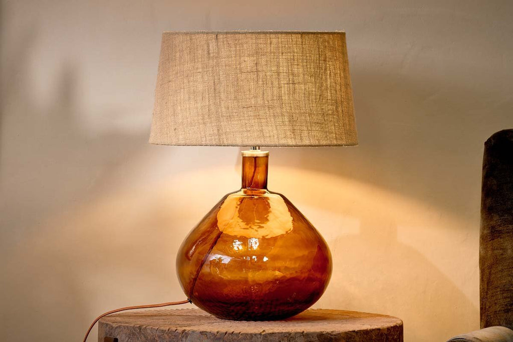 Baba Recycled Glass Lamp Base - Burnt Amber - Large Wide