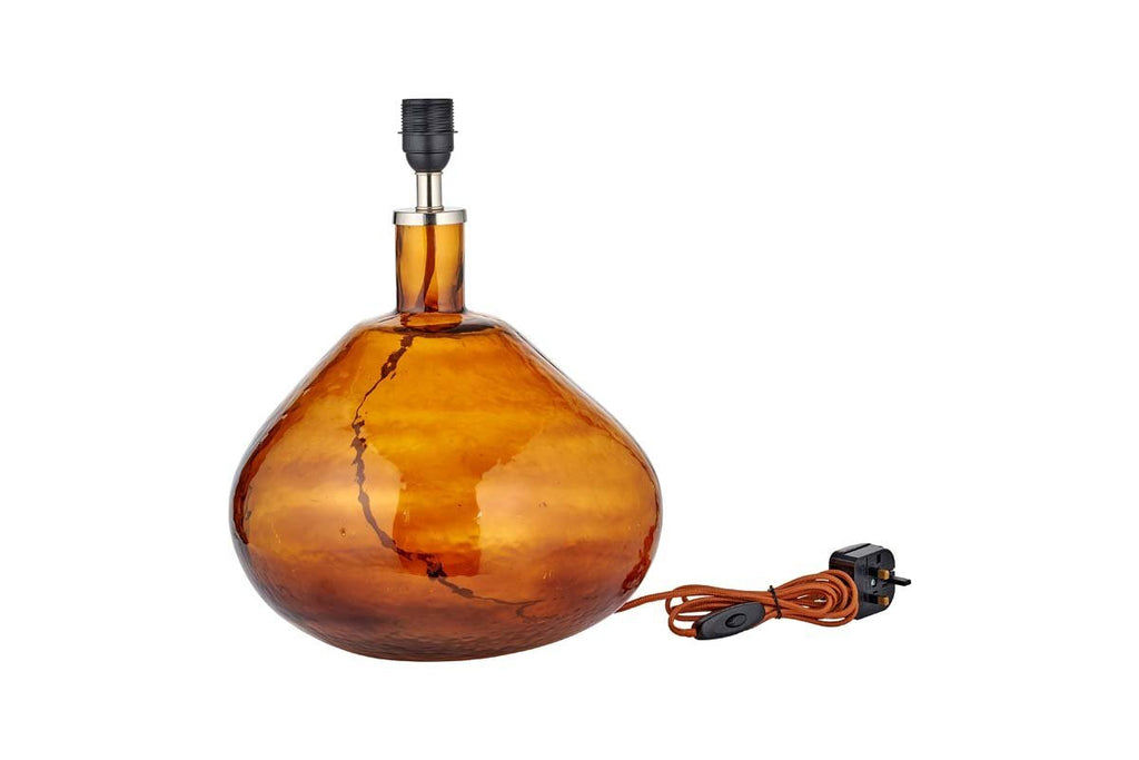 Baba Recycled Glass Lamp Base - Burnt Amber - Large Wide