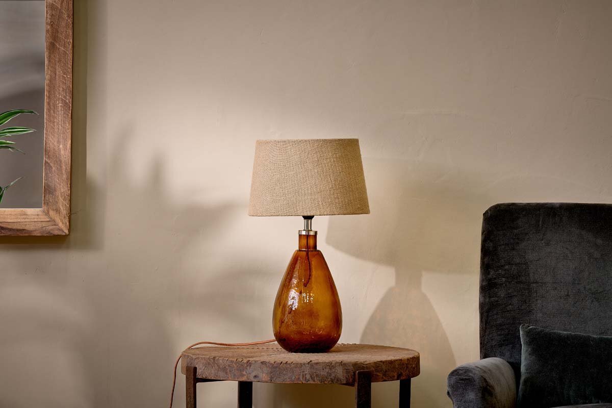 Baba Recycled Glass Lamp Base - Burnt Amber - Small Tall