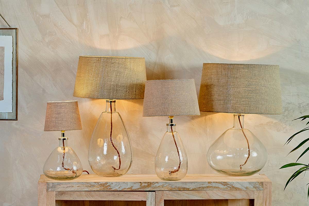 Baba Recycled Glass Lamp Base - Clear - Large Tall