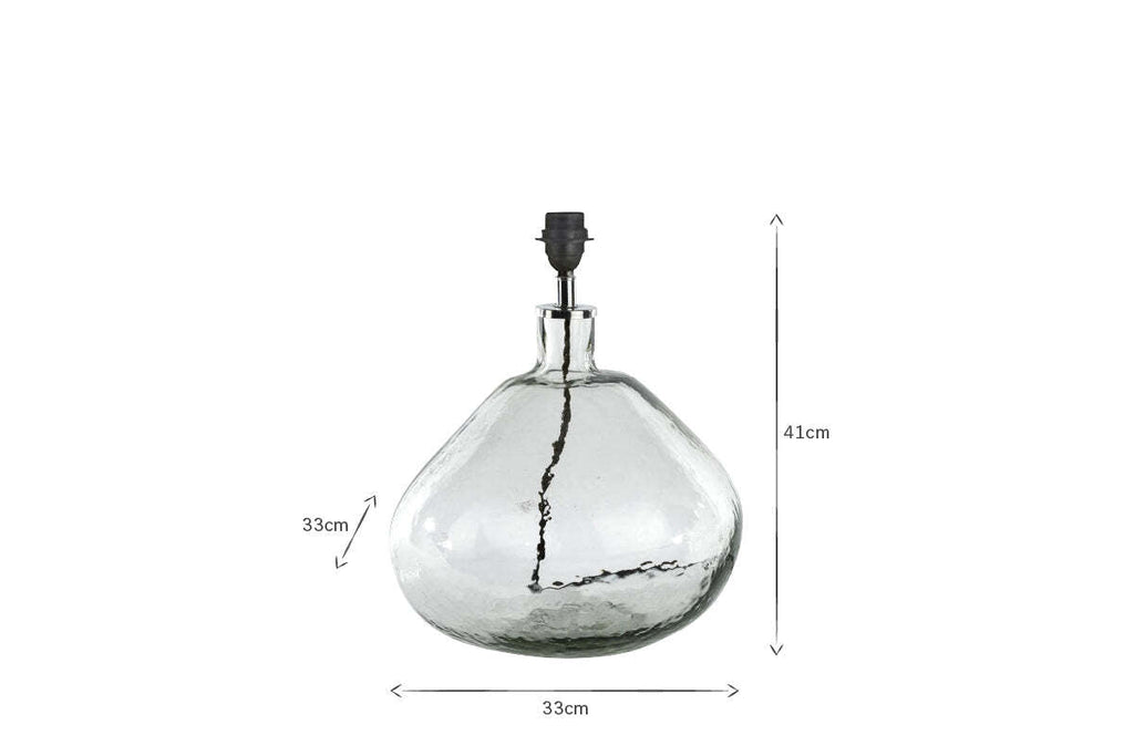 Baba Recycled Glass Lamp Base - Clear - Large Wide