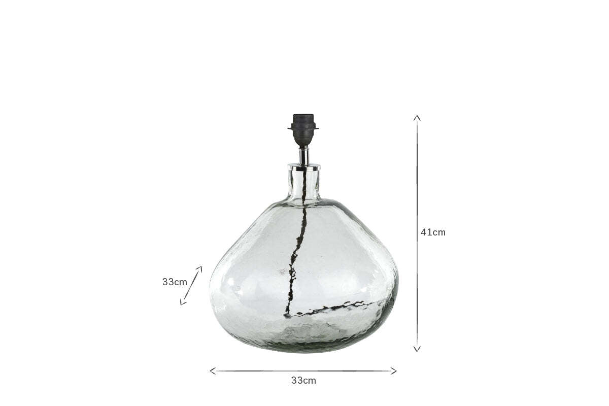 Baba Recycled Glass Lamp Base - Clear - Large Wide