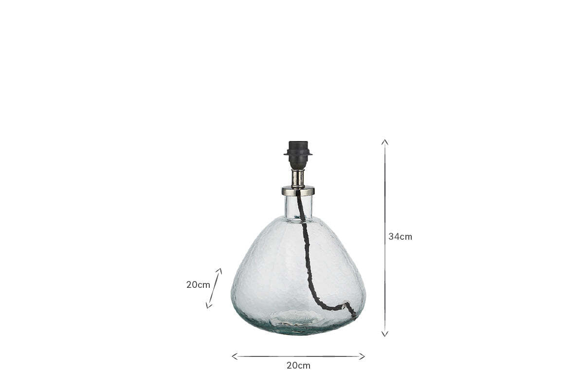Baba Recycled Glass Lamp Base - Clear - Small Wide