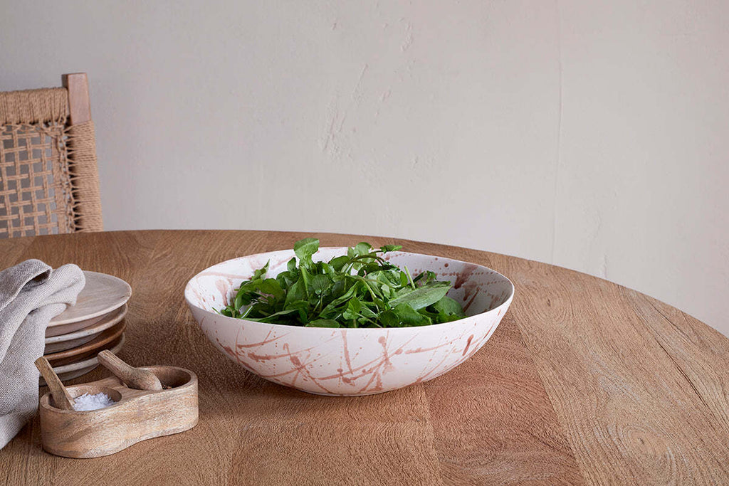 Canela Splatter Serving Bowl - Dusty Terracotta