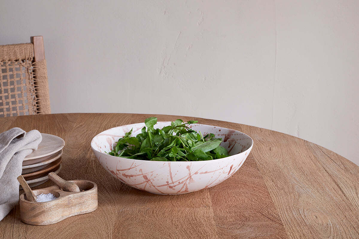 Canela Splatter Serving Bowl - Dusty Terracotta