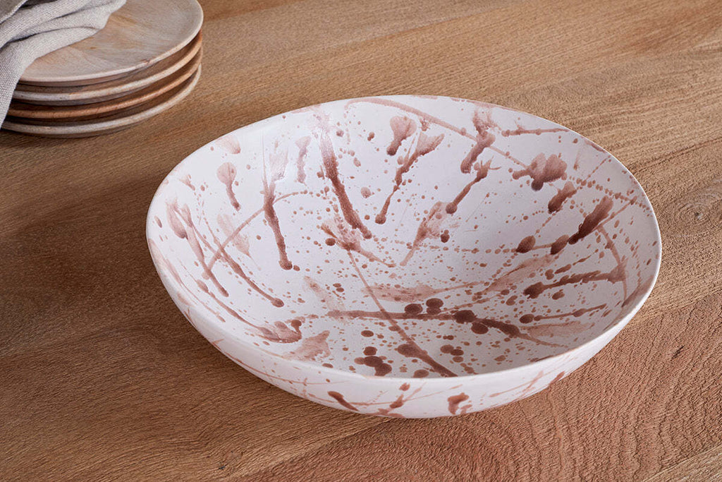 Canela Splatter Serving Bowl - Dusty Terracotta