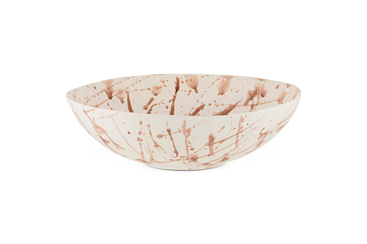 Canela Splatter Serving Bowl - Dusty Terracotta