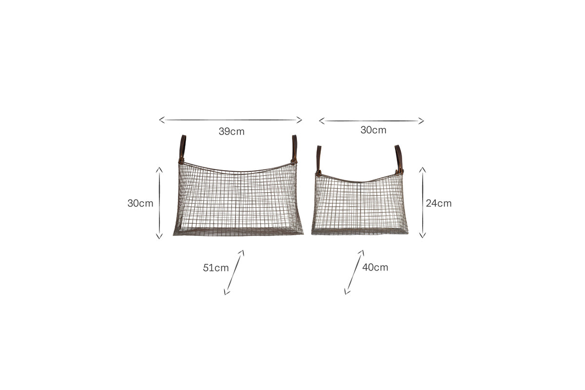 Adah Iron Baskets - Brown (Set of 2)