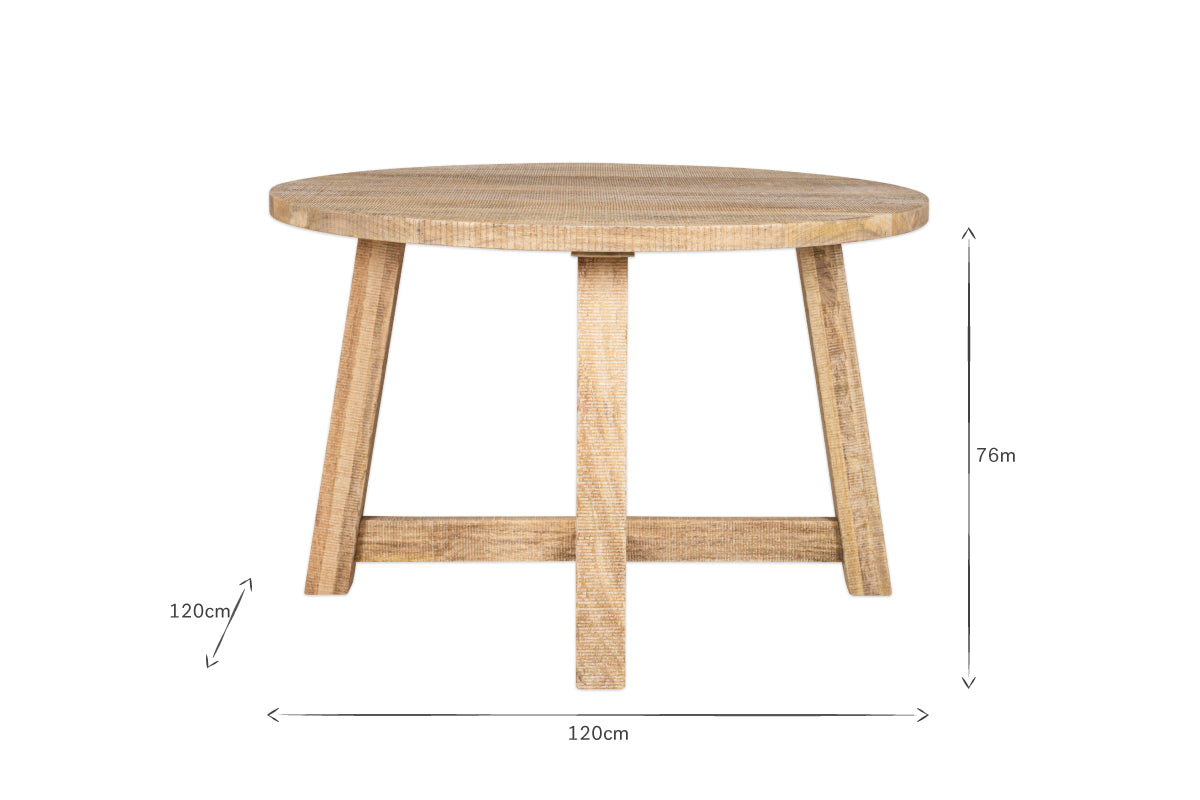 Indali Mango Wood Round Dining Table - Natural