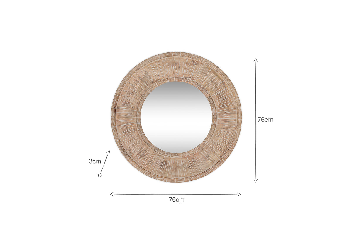 Itwa Mango Wood Carved Mirror - Natural