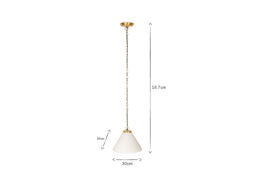 Kiara Organic Shape Ceramic Pendant Light - Off White & Antique Brass