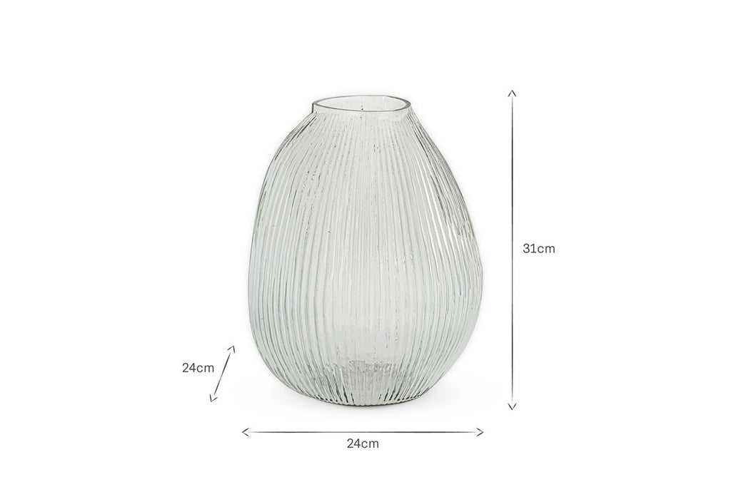 Linsy Ribbed Glass Vase - Clear