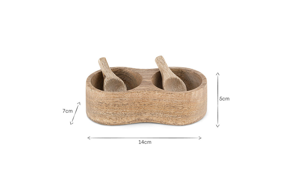 Milaku Mango Wood Salt & Pepper Server - Natural