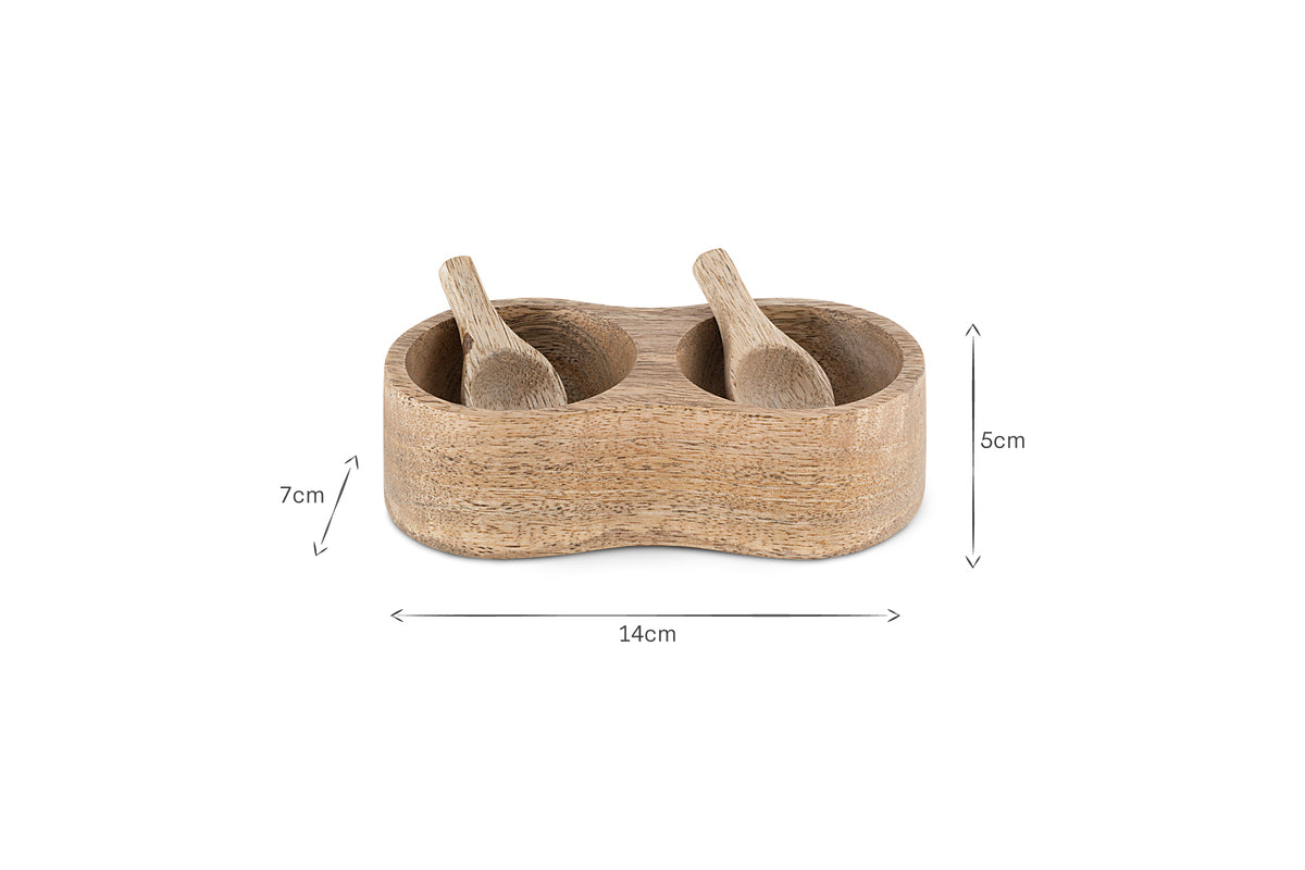 Milaku Mango Wood Salt & Pepper Server - Natural