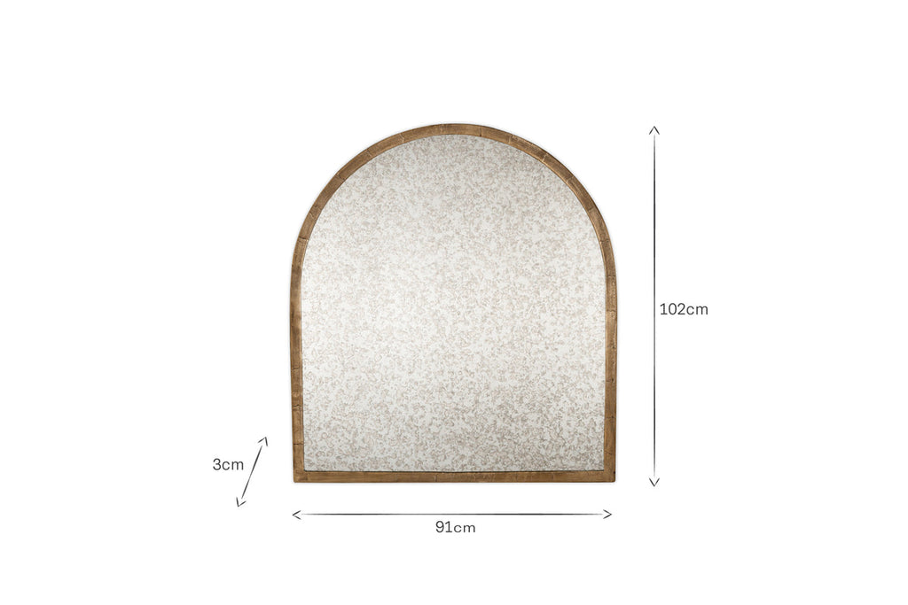 Murwara Antique Glass Arched Mirror - Antique Brass