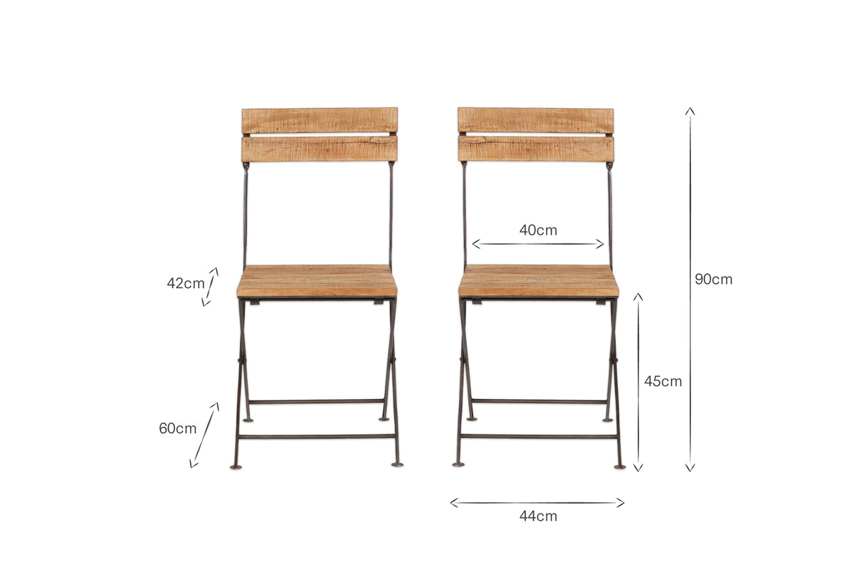 Rishikesh Reclaimed Wood & Iron Folding Chairs - (Set of 2)