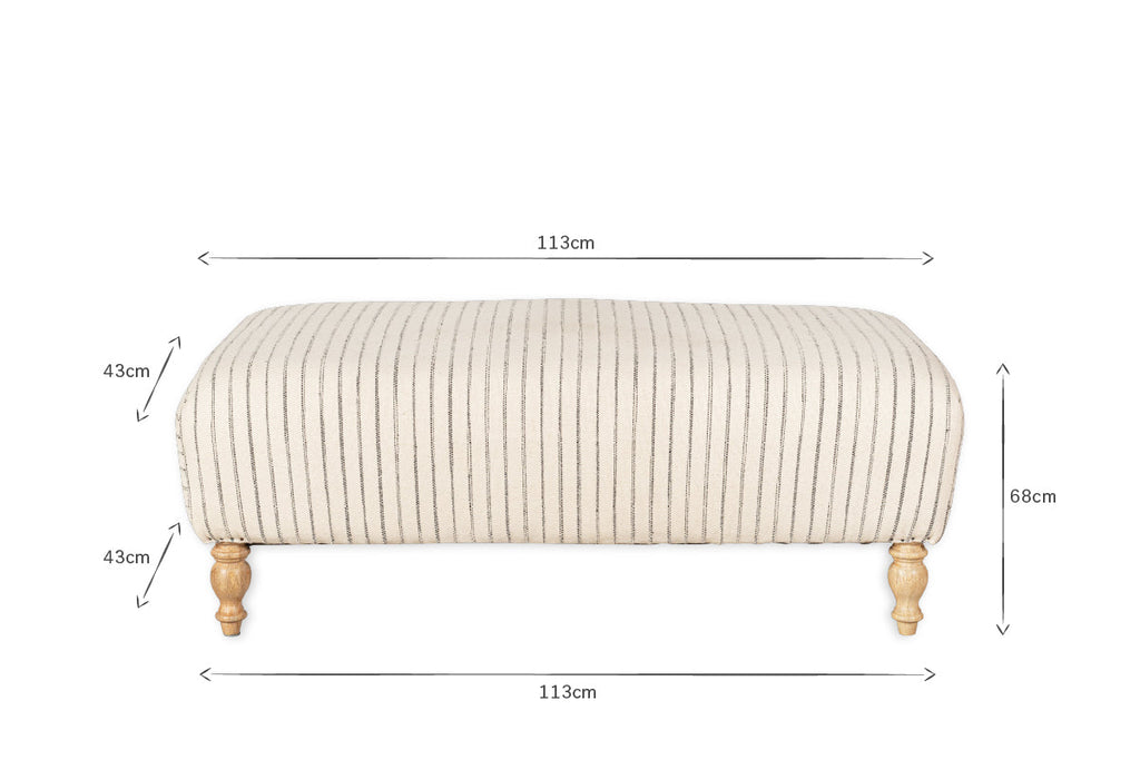 Sanja Stripe Upholstered Ottoman - Off White