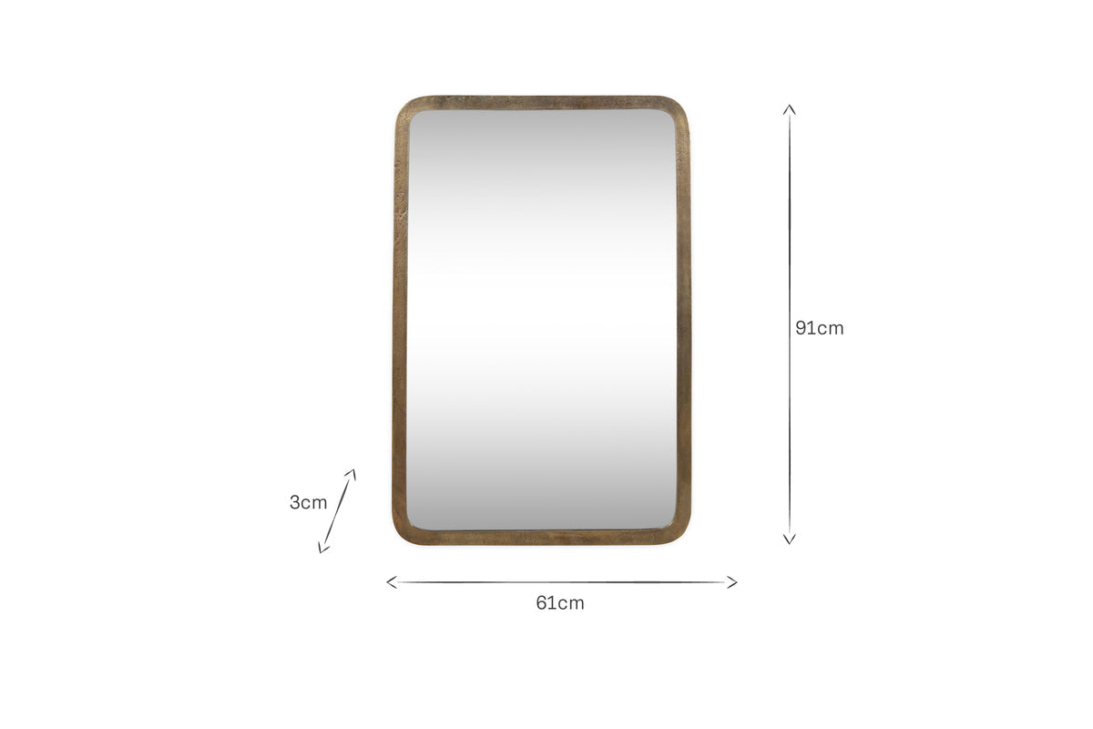 Ungura Rounded Mirror - Antique Brass - Small