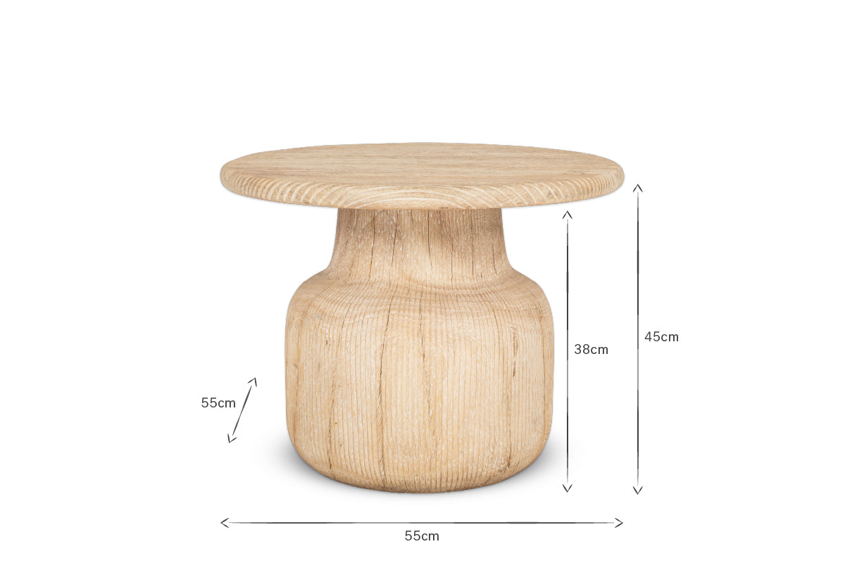 Vivan Grooved Wood Side Table