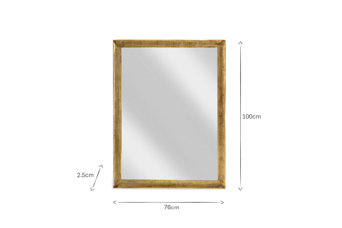 Yadur Rectangular Mirror - Antique Brass - Large