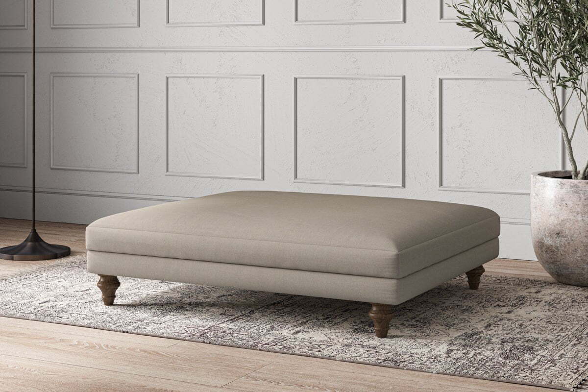 Deni Grand Footstool - Recycled Cotton Flax