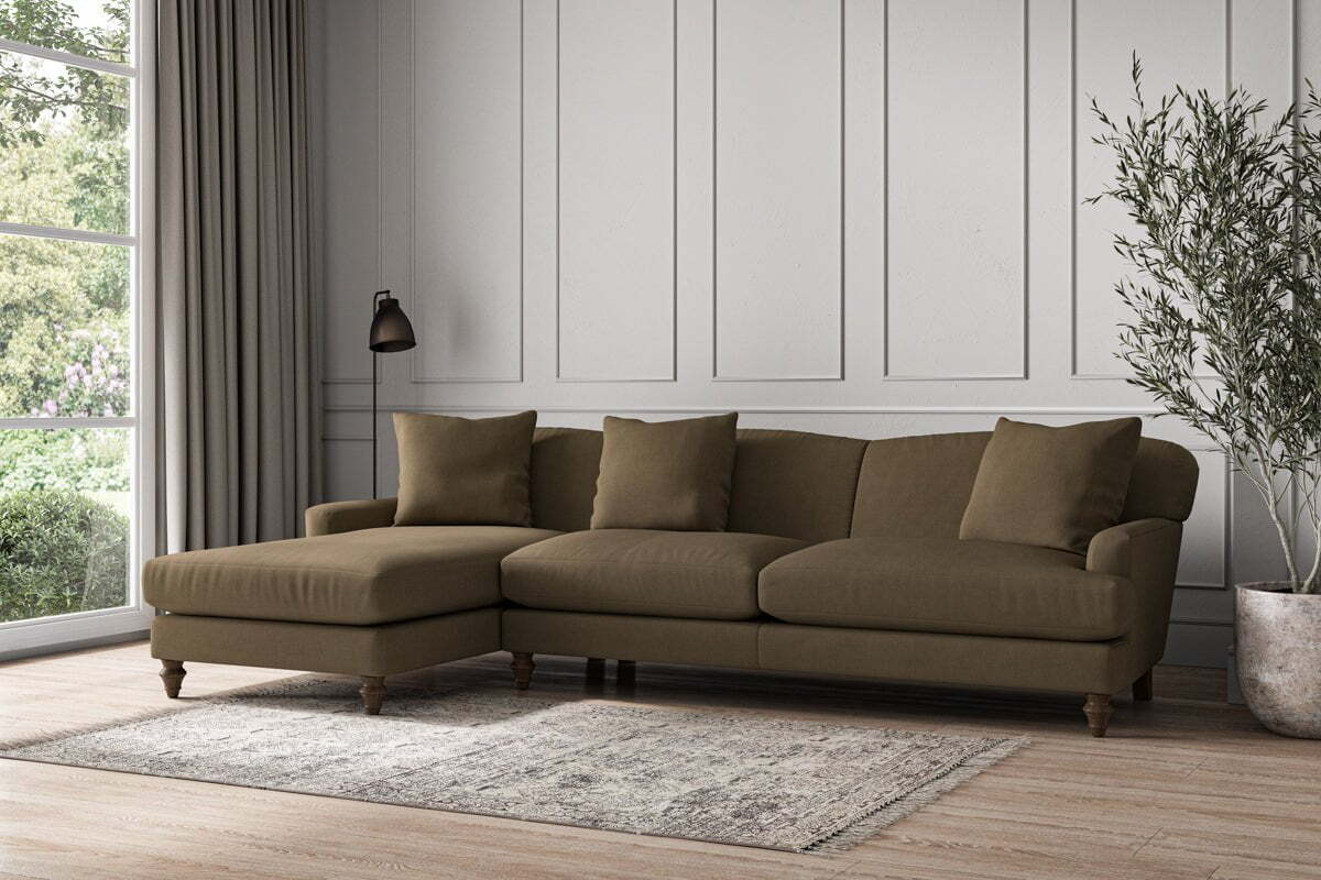 Deni Grand Left Hand Chaise Sofa - Brera Linen Chestnut