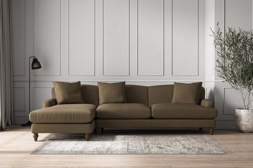 Deni Grand Left Hand Chaise Sofa - Brera Linen Chestnut