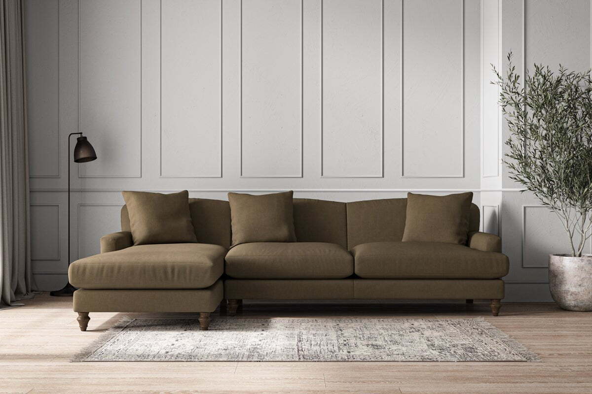 Deni Grand Left Hand Chaise Sofa - Brera Linen Chestnut