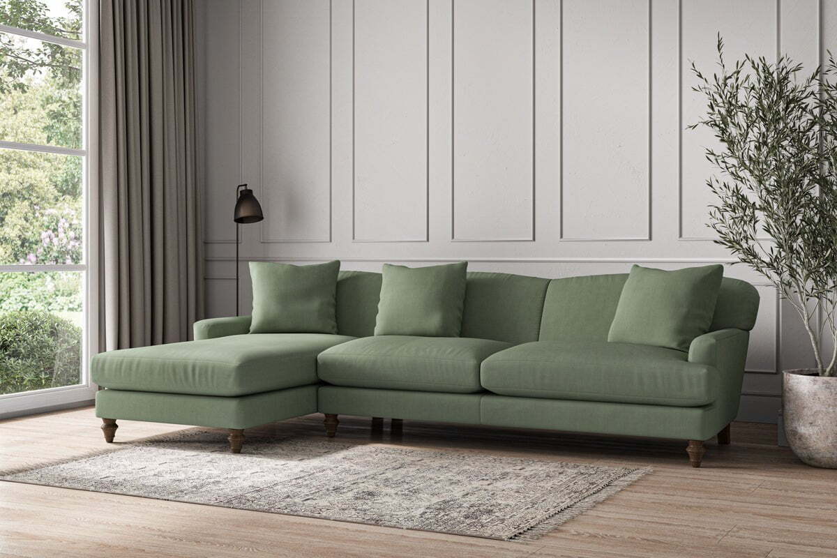 Deni Grand Left Hand Chaise Sofa - Brera Linen Jade