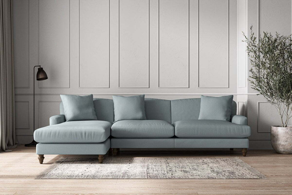 Deni Grand Left Hand Chaise Sofa - Recycled Cotton Horizon