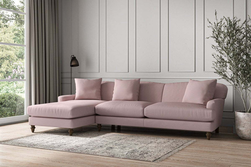 Deni Grand Left Hand Chaise Sofa - Recycled Cotton Lavender