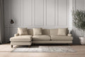Deni Grand Left Hand Chaise Sofa - Recycled Cotton Stone