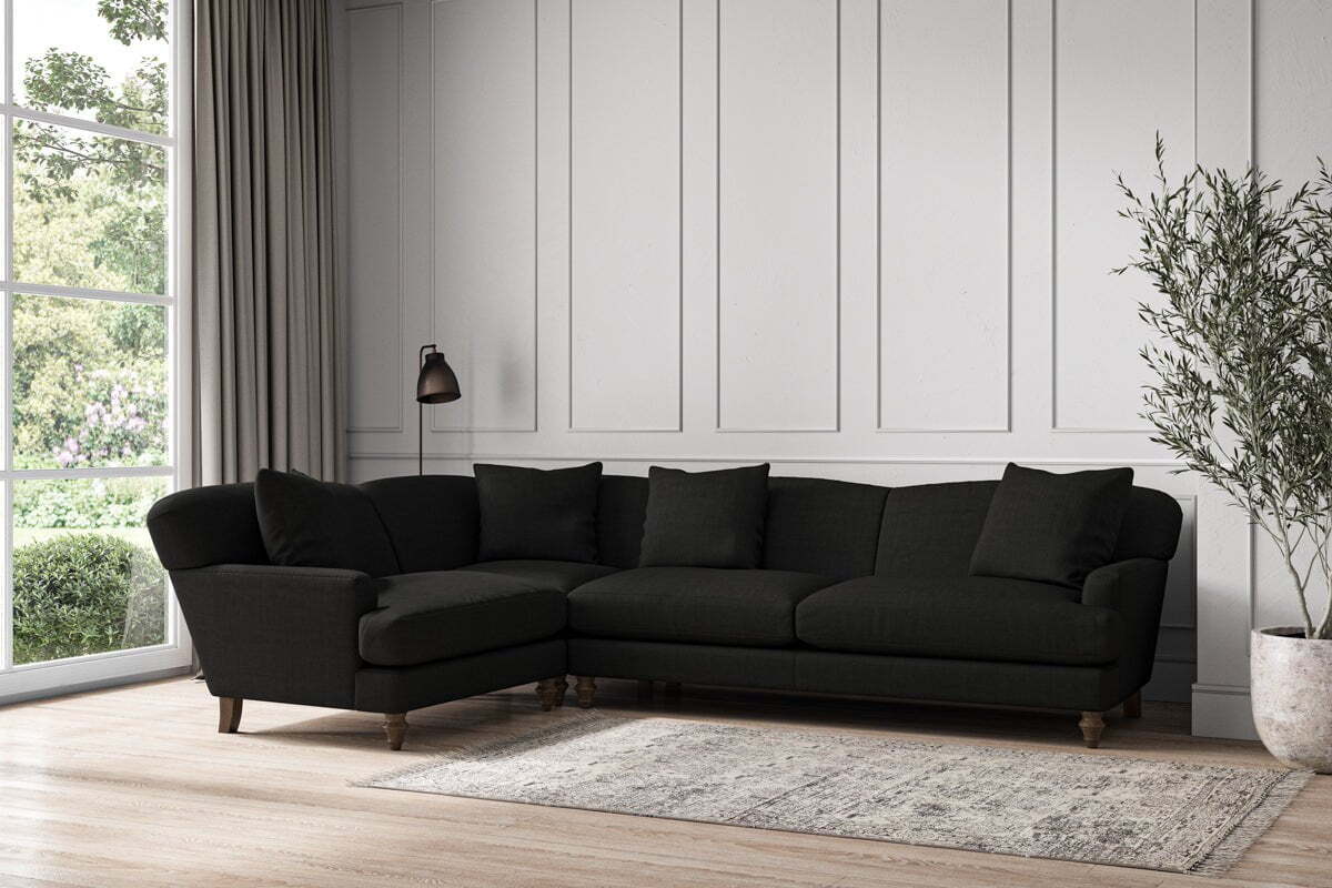 Deni Grand Left Hand Corner Sofa - Brera Linen Charcoal