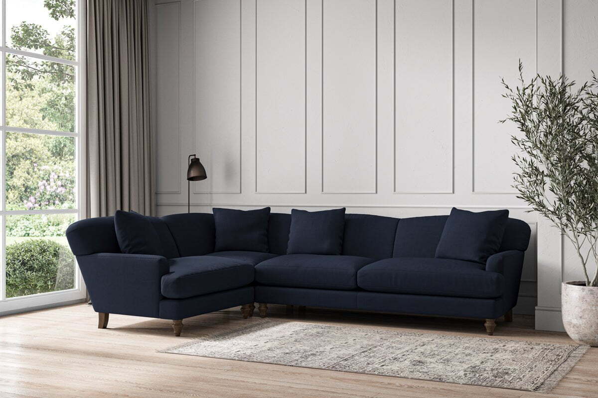 Deni Grand Left Hand Corner Sofa - Brera Linen Indigo